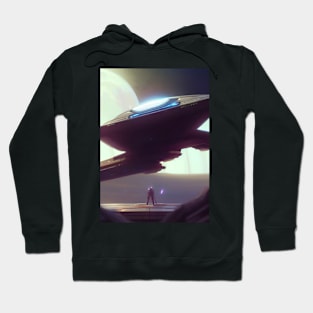 BLUE AND GRAY SPACESHIP LANDING Hoodie